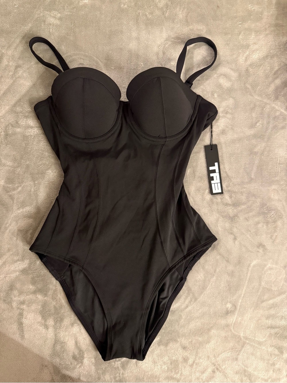 TA3 Lushy Black One Piece Swimsuit M Regular Long C Cup NWT Corset - Picture 4 of 6